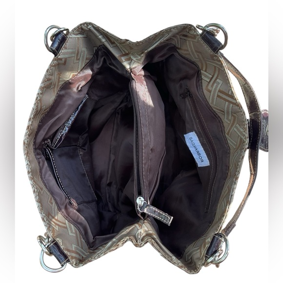 HP 🥳 Elegant Vintage Brown and Cream Sag Harbor Double Handled Shoulder Bag - Picture 5 of 7